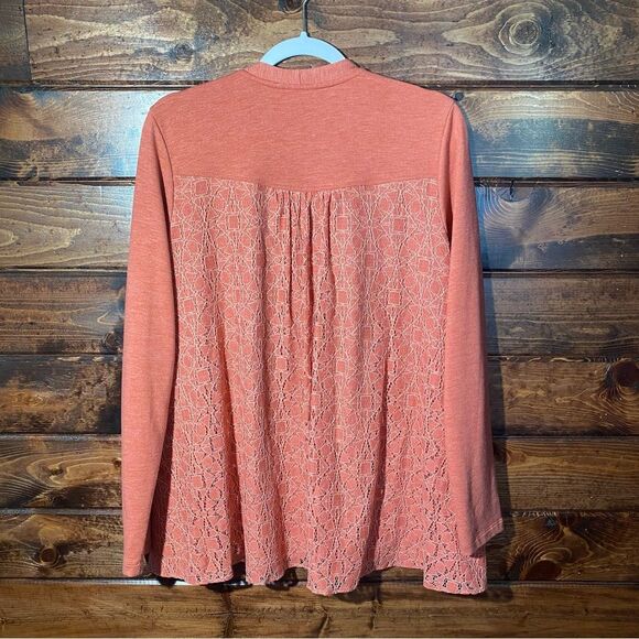 LOGO Lounge By Lori Goldstein Zip Front Cardigan W/ Lace Back Women's Size M - Picture 16 of 16